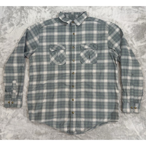 Cabela's Other - Cabelas Shirt Mens XL Tall Green Brushed‎ Flannel Chest Pockets Shirttail Hem